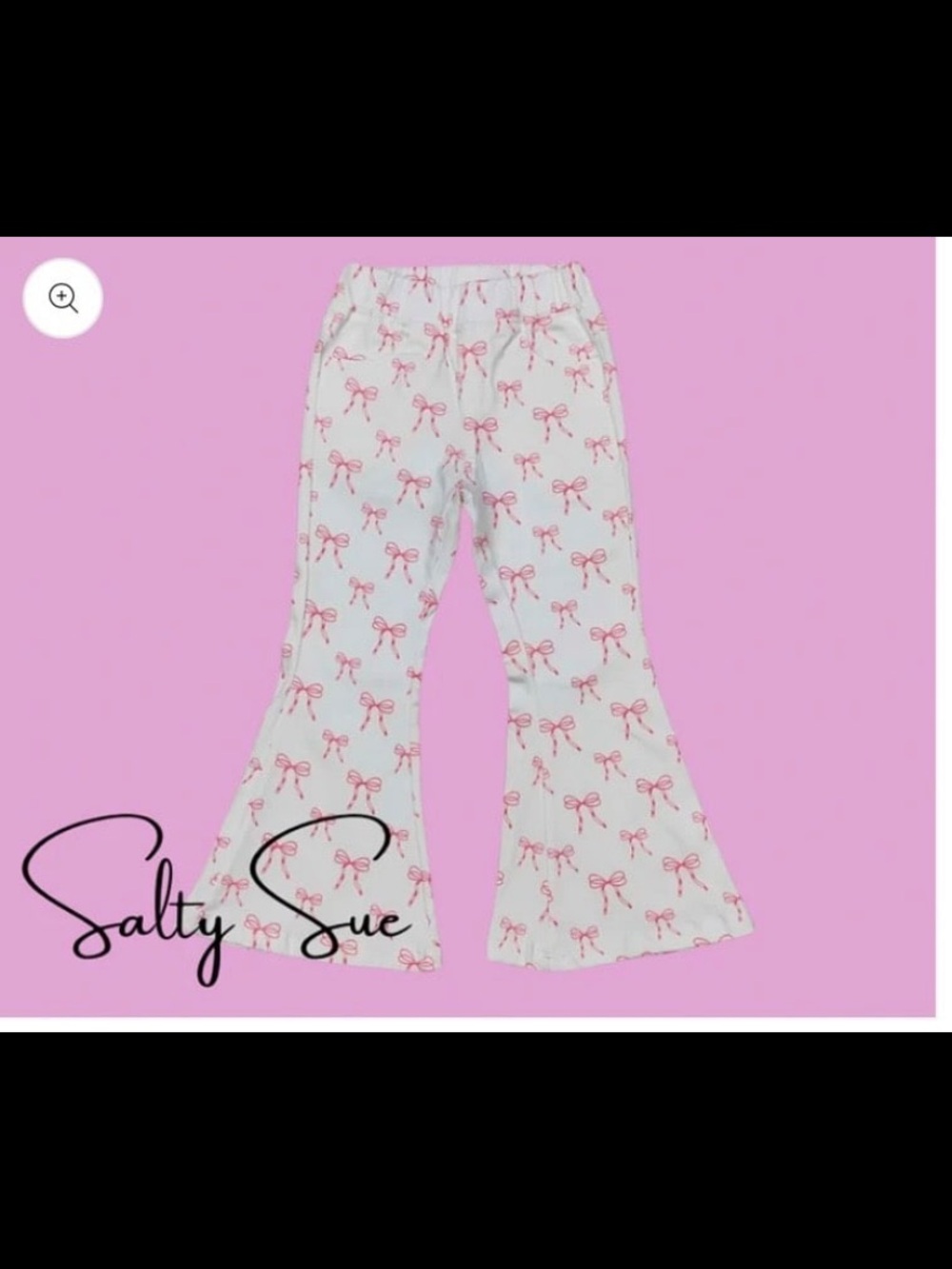 Salty Sue bow jeans with pockets and flare bottoms